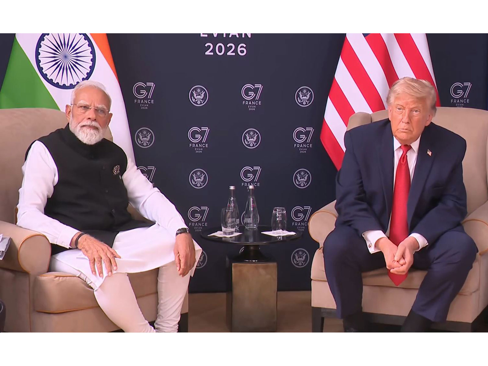 Prime Minister Narendra Modi and US President Donald Trump hold bilateral talks on the sidelines of the G7 Summit in Évian-les-Bains, France. (Photo/ANI)