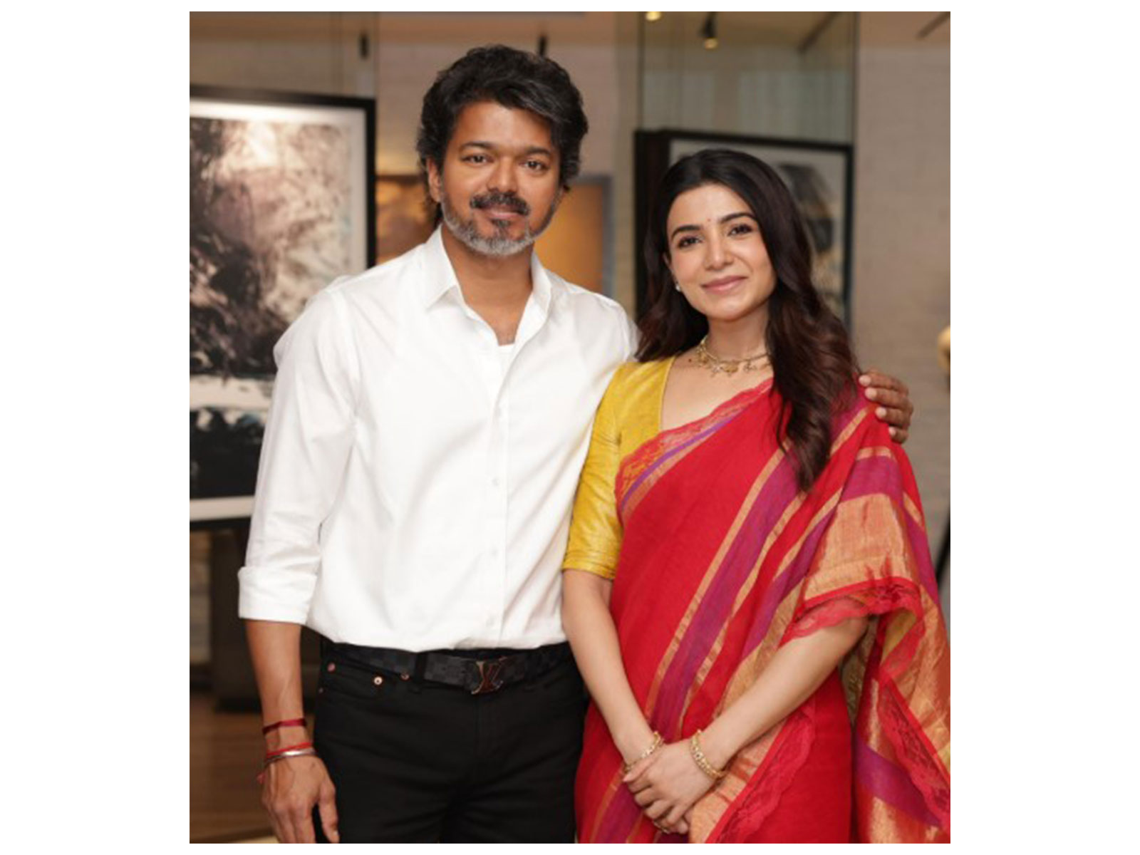 Actor Samantha with Tamil Nadu CM Vijay (Image source: Samantha's Instagram)