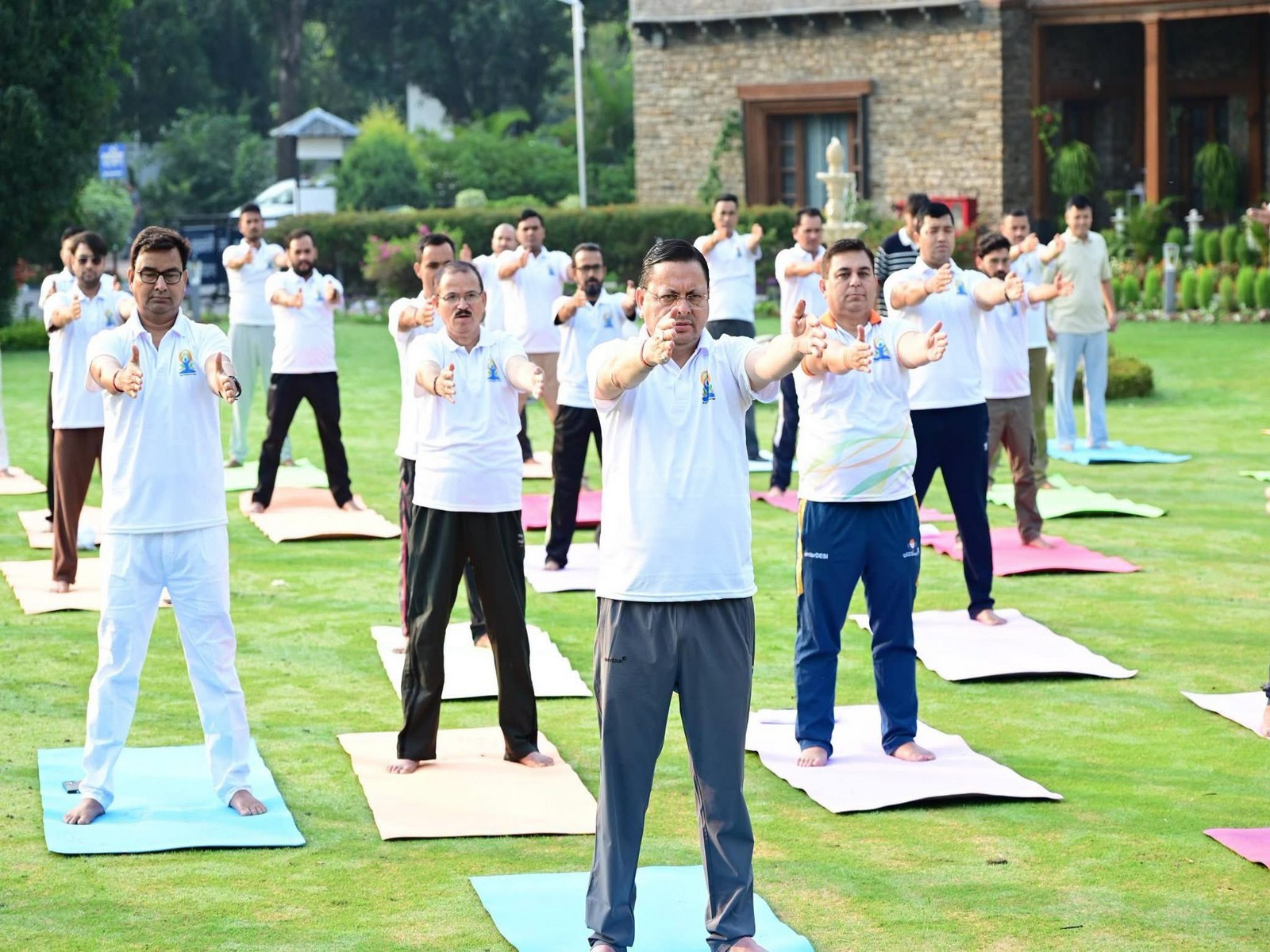 Uttarakhand CM Dhami participates in yoga session with officials (Photo:X@pushkardhami)