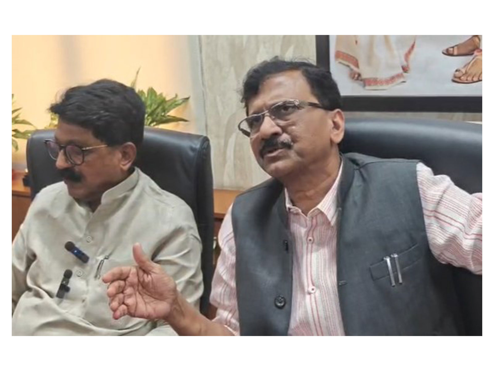 Shiv Sena (UBT) MPs Sanjay Raut and Arvind Sawant in New Delhi on June 18 (Photo/ANI) Shiv Sena (UBT) MPs Sanjay Raut and Arvind Sawant in New Delhi on June 18 (Photo/ANI)