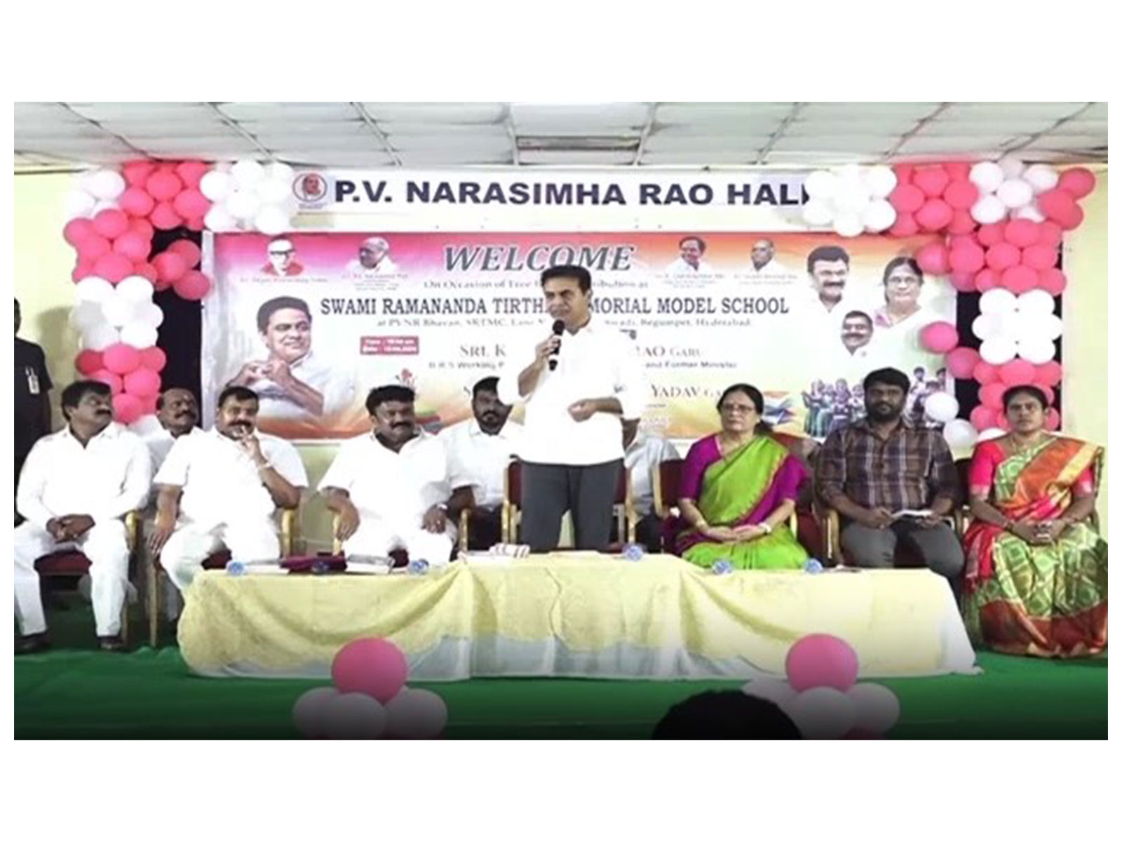 KTR visits Swami Ramananda Tirtha Memorial School, Hyderabad, (Photo/ANI)
