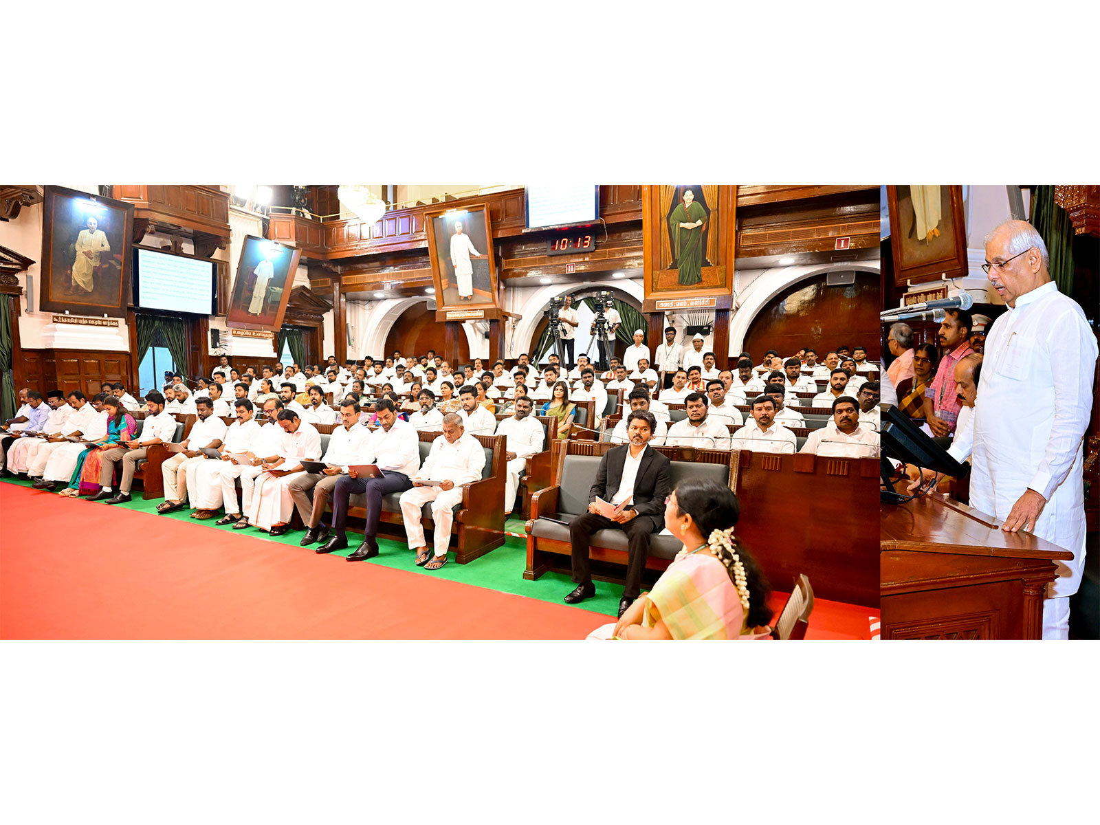 Tamil Nadu Governor Rajendra Vishwanath Arlekar delivers the inaugural address during the first session of the 17th Legislative Assembly (Photo/ANI)