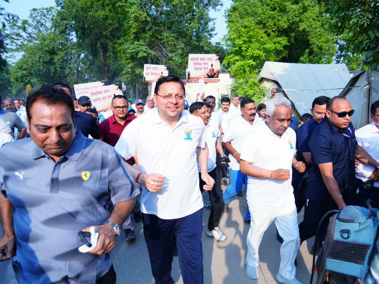 Uttarakhand Chief Minister Pushkar Singh Dhami participated in the “Run for Yoga” event (Photo/ANI)