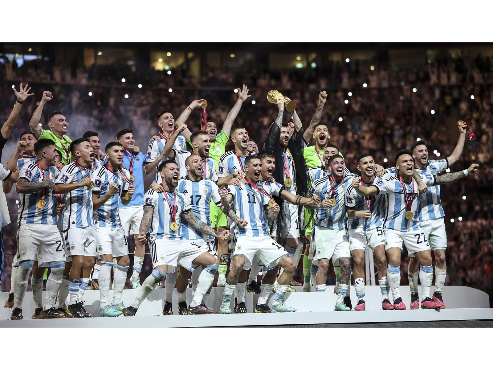 The Argentina National Team celebrate their FIFA World Cup Qatar 2022 victory, securing the nation’s third world title. Credit: AFA.