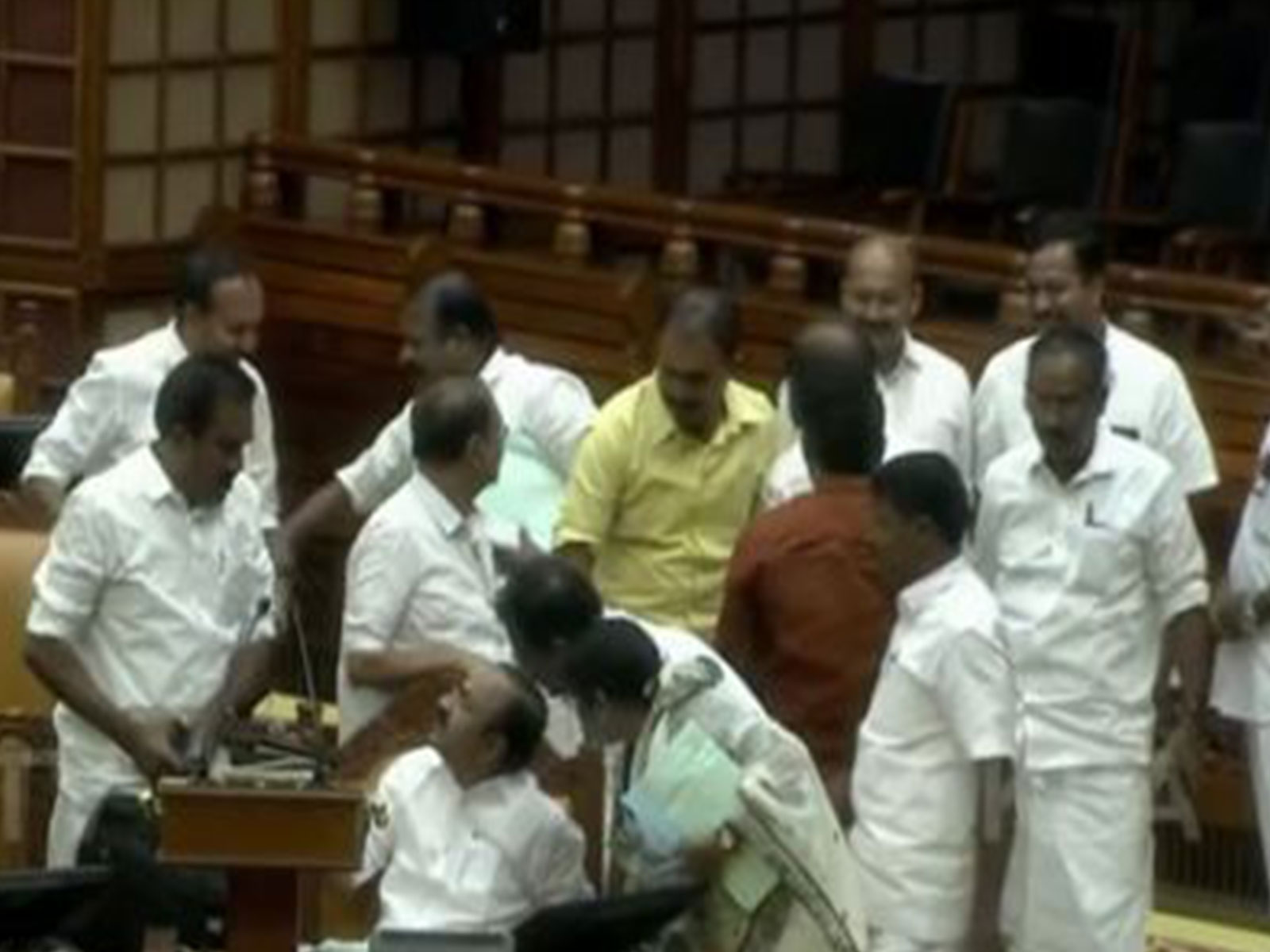 Keralam Chief Minister VD Satheesan with MLAs after presenting the revised budget of the State for 2026-27 in the Legislative Assembly in Thiruvananthapuram (Photo/ANI)