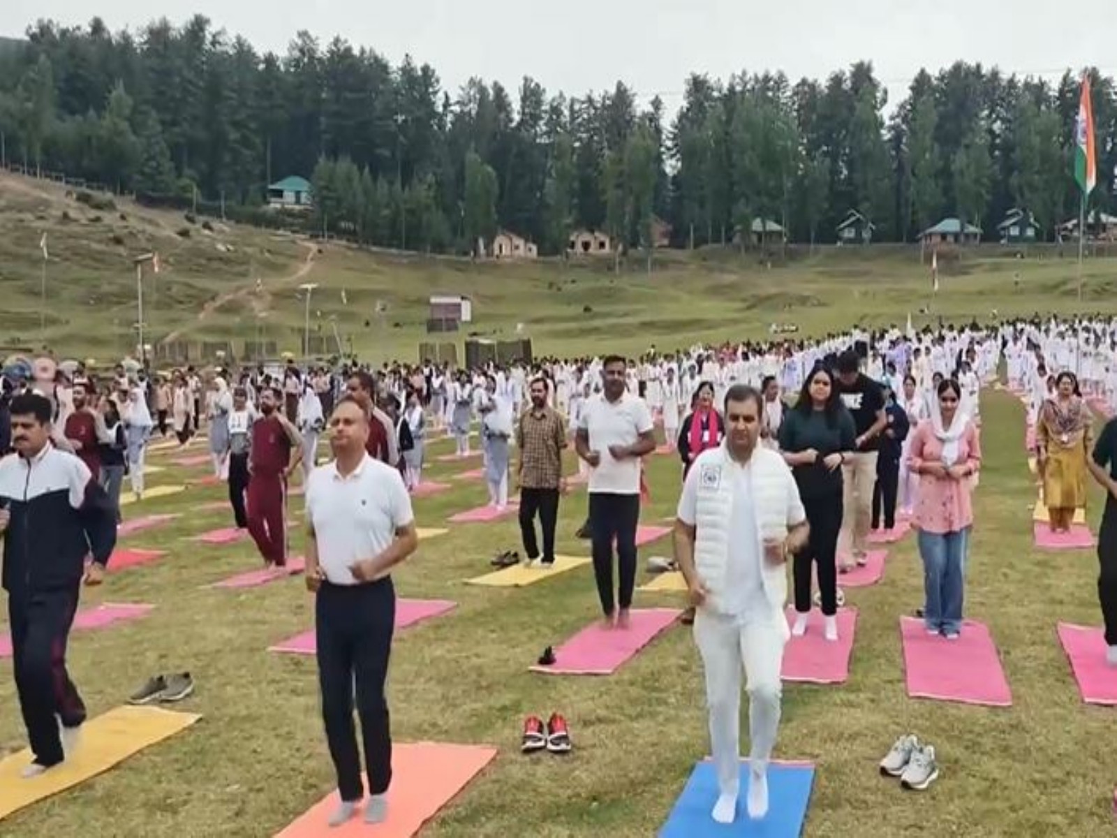 Mega Yoga Session organised as a prelude to the 12th International Day of Yoga at Sanasar. (Photo/ANI) Mega Yoga Session organised as a prelude to the 12th International Day of Yoga at Sanasar. (Photo/ANI)