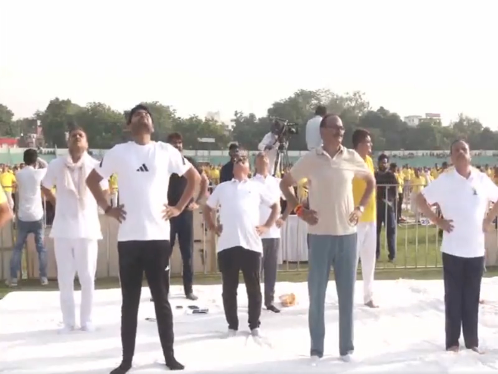 Yoga camp organised at KD Singh Babu Stadium in Lucknow (Photo/ANI) Yoga camp organised at KD Singh Babu Stadium in Lucknow (Photo/ANI)
