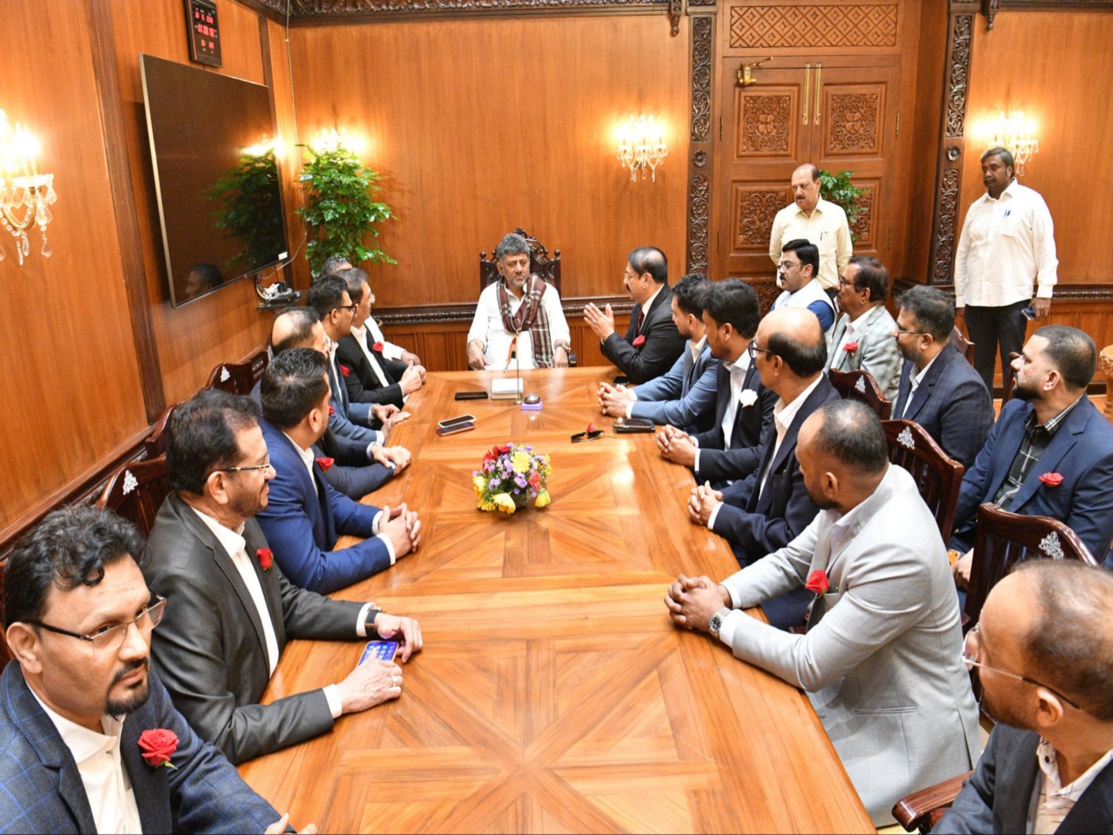 Karnataka Chief Minister DK Shivakumar in the meeting  (Photo/@DKShivakumar)