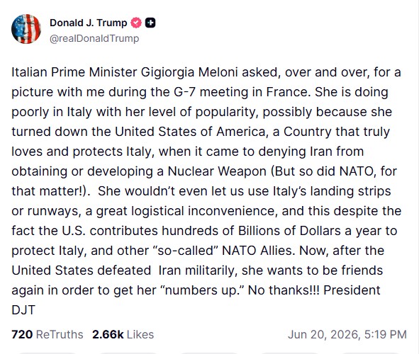 “She wants to get her numbers up”: Trump criticizes Meloni over foreign&hellip;