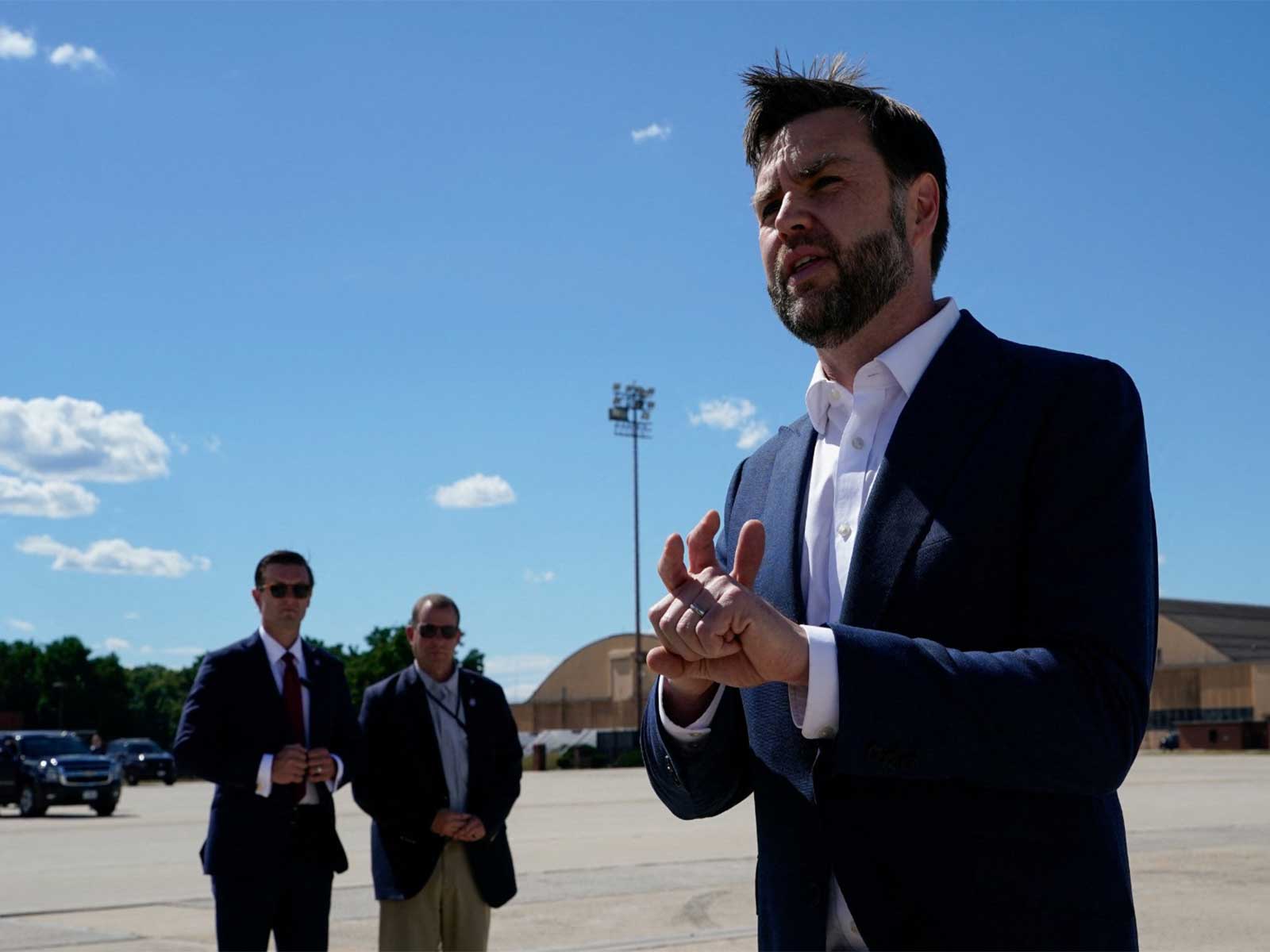US Vice President JD Vance speaks to reporters at Joint Base Andrews, Maryland, US (Photo/Reuters)