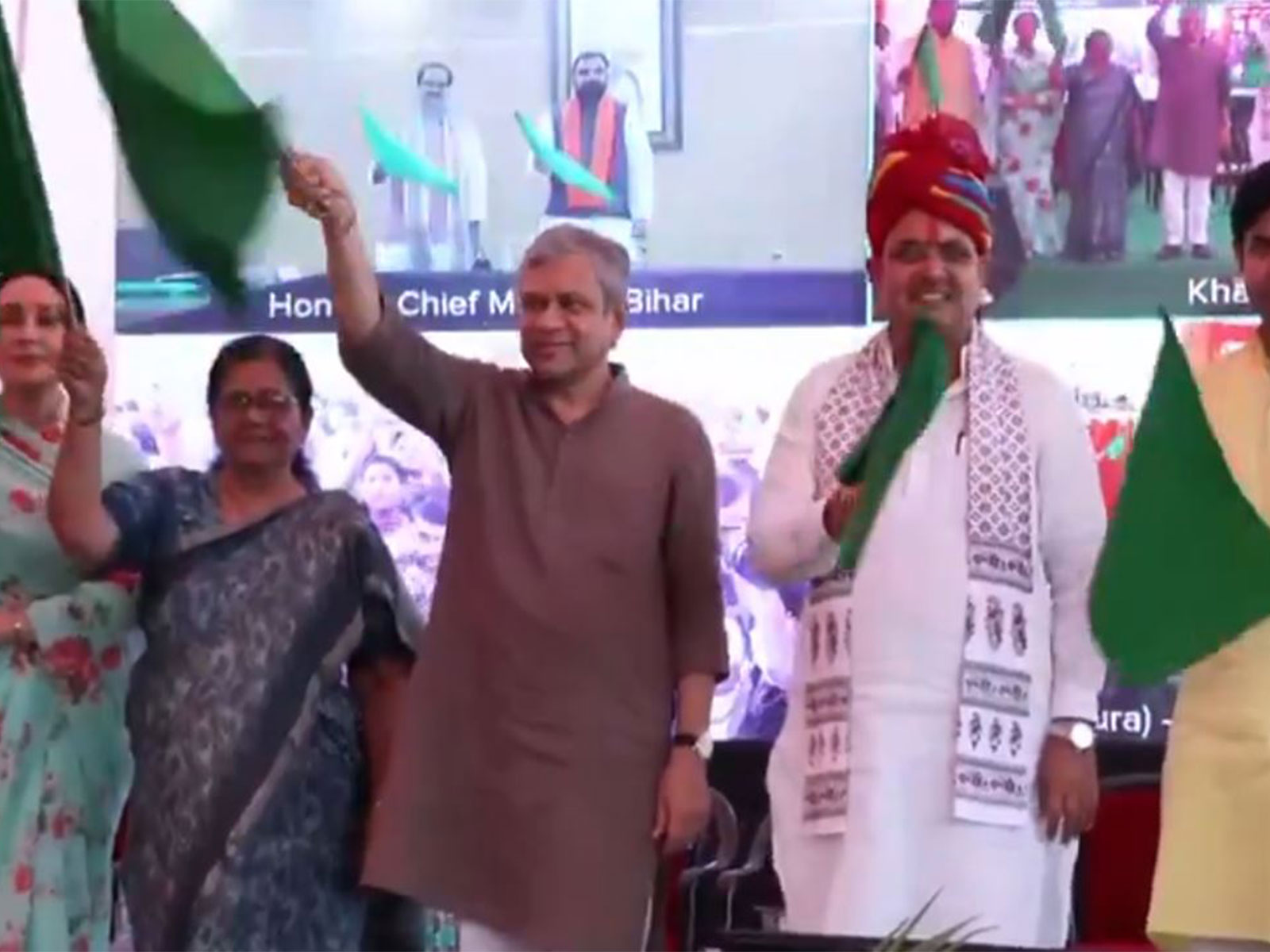 Union Minister Ashwini Vaishnaw and Rajasthan Chief Minister Bhajanlal Sharma (Photo/ANI)