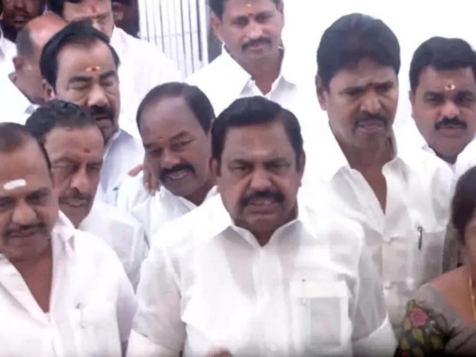 AIADMK general secretary Edappadi K Palaniswami along with party MLAs (Photo/ANI)