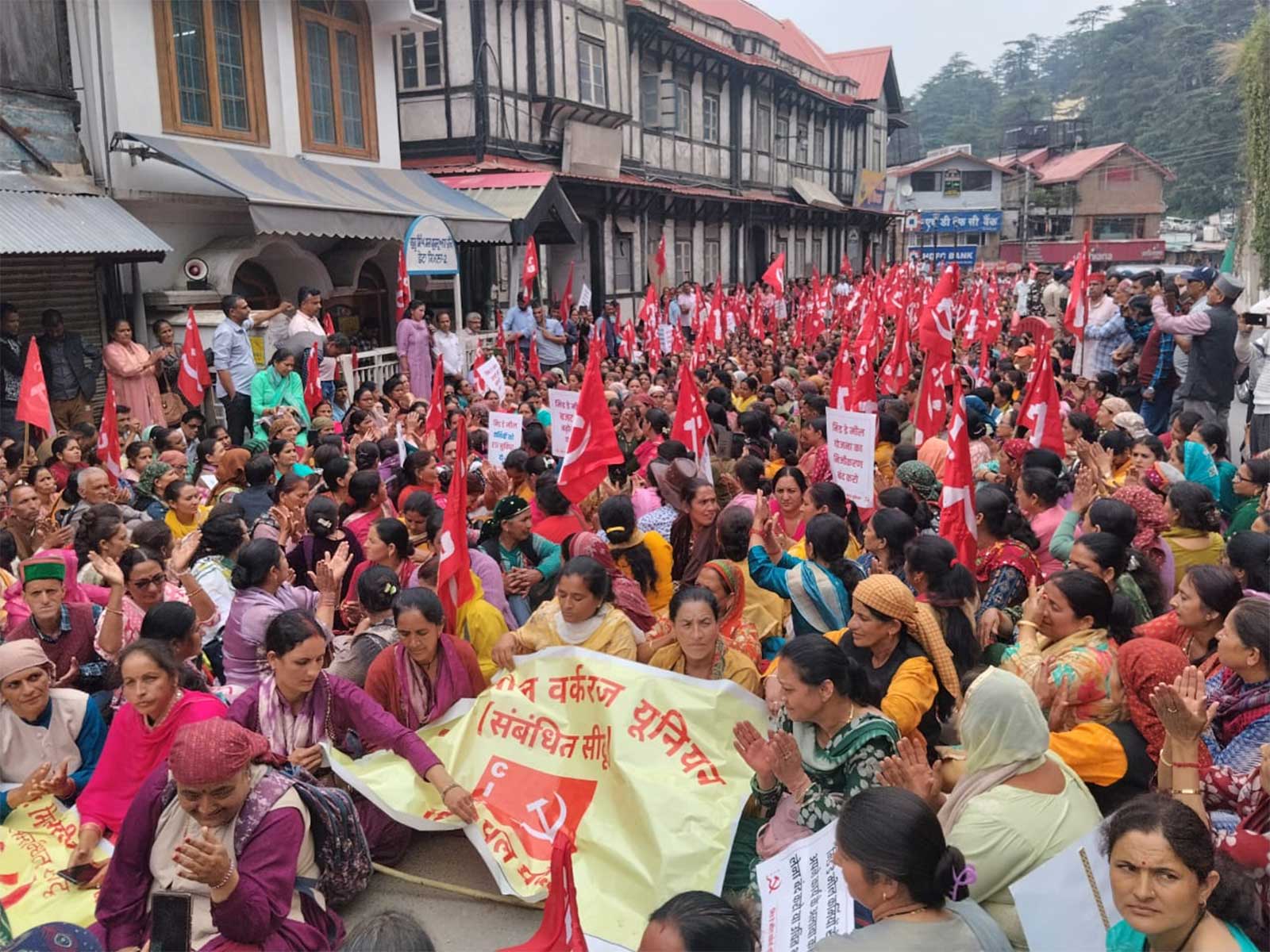 Mid-Day Meal workers hold statewide strike in Himachal Pradesh (Photo/ANI)