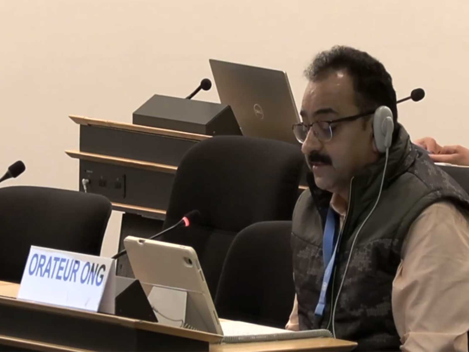 Arvind Kumar of the India Water Foundation addresses the 62nd session of the UN Human Rights Council in Geneva on climate-resilient food systems and food security. (Photo/ANI) Arvind Kumar of the India Water Foundation addresses the 62nd session of the UN Human Rights Council in Geneva on climate-resilient food systems and food security. (Photo/ANI)