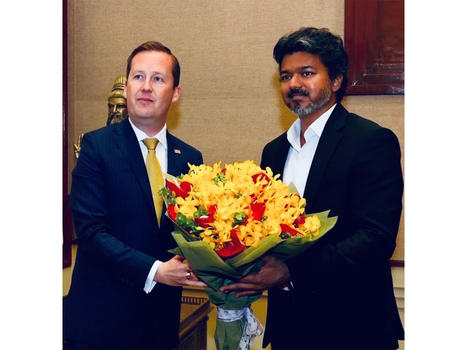 US Ambassador Gor extends wishes to Tamil Nadu CM Vijay on his 52nd birthday (Photo/X@USAmbIndia) US Ambassador Gor extends wishes to Tamil Nadu CM Vijay on his 52nd birthday (Photo/X@USAmbIndia)