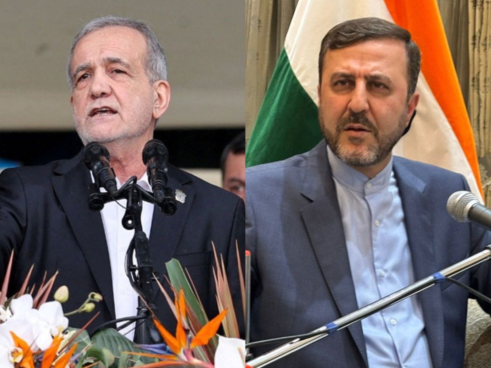 Iran President Masoud Pezeshkian and Kazem Gharibabadi, Iran’s Deputy Foreign Minister for Legal and International Affairs (Photo/Reuters via WANA/ANI)