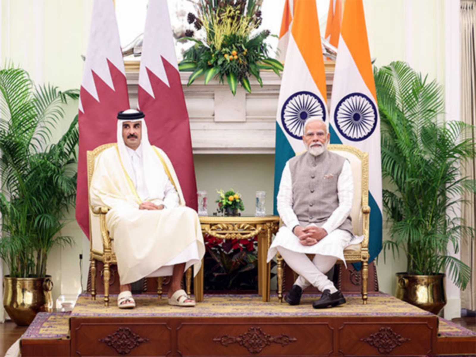 PM Narendra Modi with Sheikh Tamim Bin Hamad Al Thani, Amir of Qatar (File photo/ANI) PM Narendra Modi with Sheikh Tamim Bin Hamad Al Thani, Amir of Qatar (File photo/ANI)