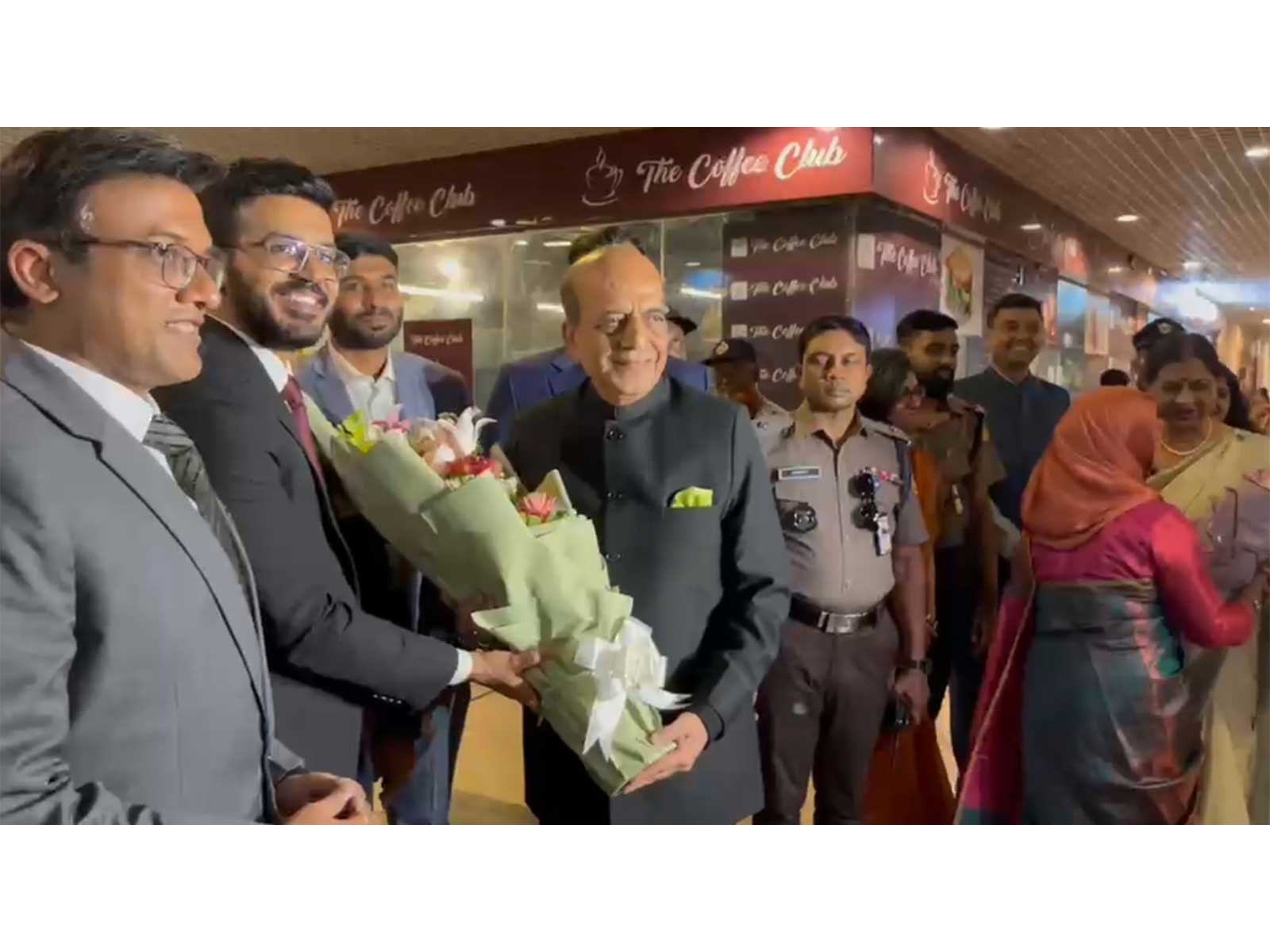 Indian High Commissioner to Bangladesh Dinesh Trivedi welcomed at Indian Visa Centre (Photo/ANI)
