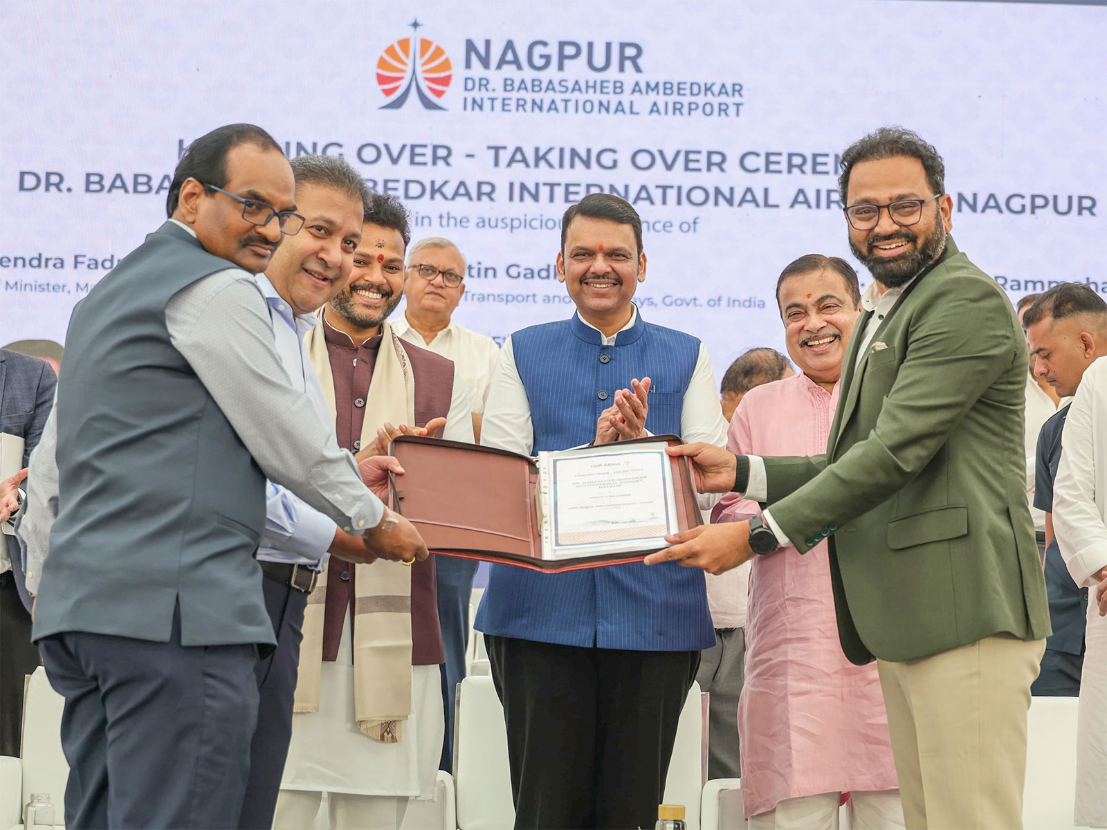 Handing over ceremony of Nagpur airport to GMR Group (Photo/X/@CMOMaharashtra)