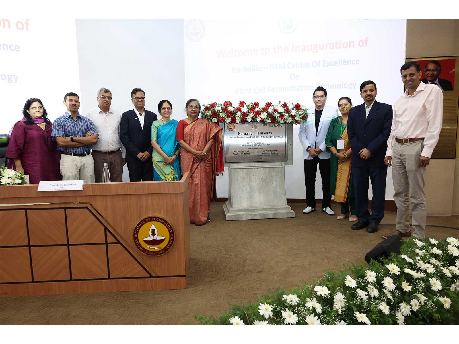 Mr. Ajay Khanna, MD, Herbalife India, with representatives from IIT Madras, and distinguished guests at the inauguration of the Herbalife-IIT Madras Centre of Excellence on Plant Cell Fermentation Technology Mr. Ajay Khanna, MD, Herbalife India, with representatives from IIT Madras, and distinguished guests at the inauguration of the Herbalife-IIT Madras Centre of Excellence on Plant Cell Fermentation Technology