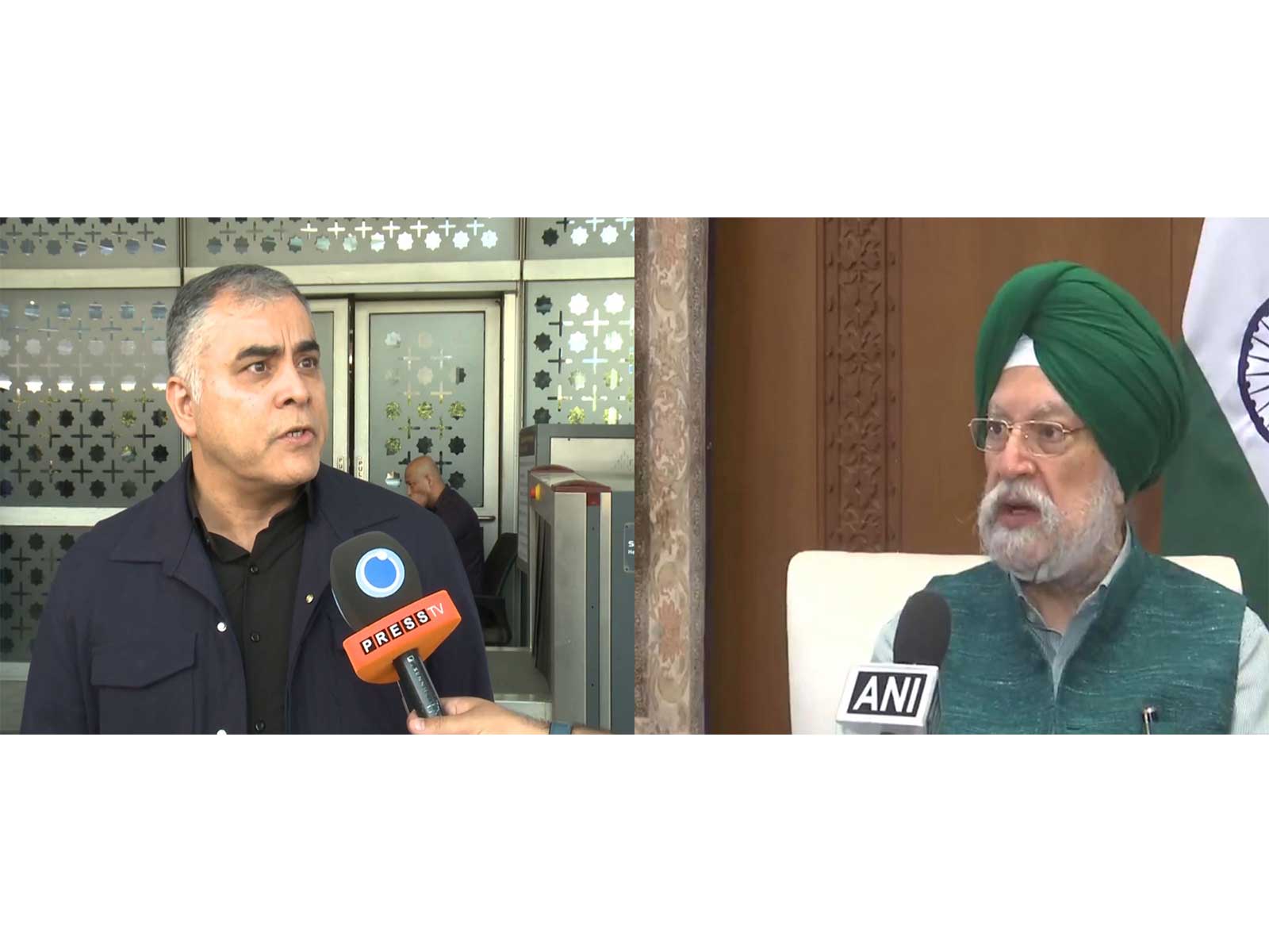 Iran's Petroleum Minister Mohsen Paknejad (Left) and Union Minister Hardeep Singh Puri (ANI File Photo)