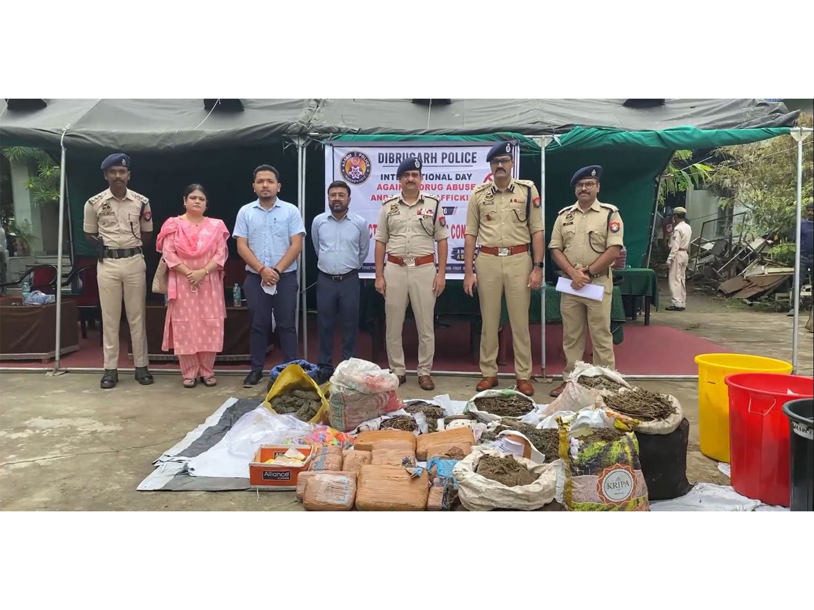 Dibrugarh Police destroys narcotics worth Rs 1.4 crore on anti-drug day (Photo/ANI)