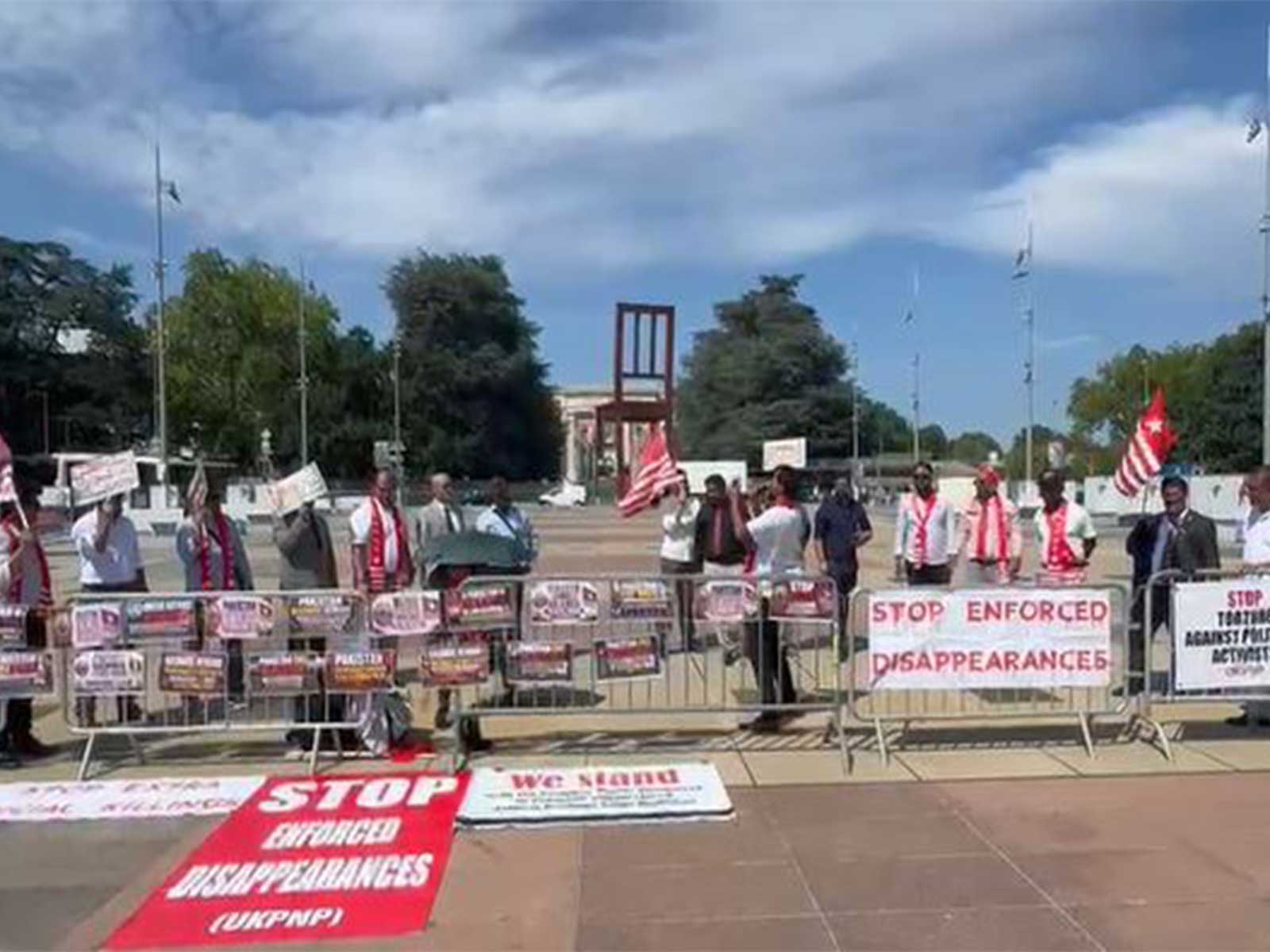 Kashmiris protest against Pakistani atrocities in Geneva (Photo/ANI)