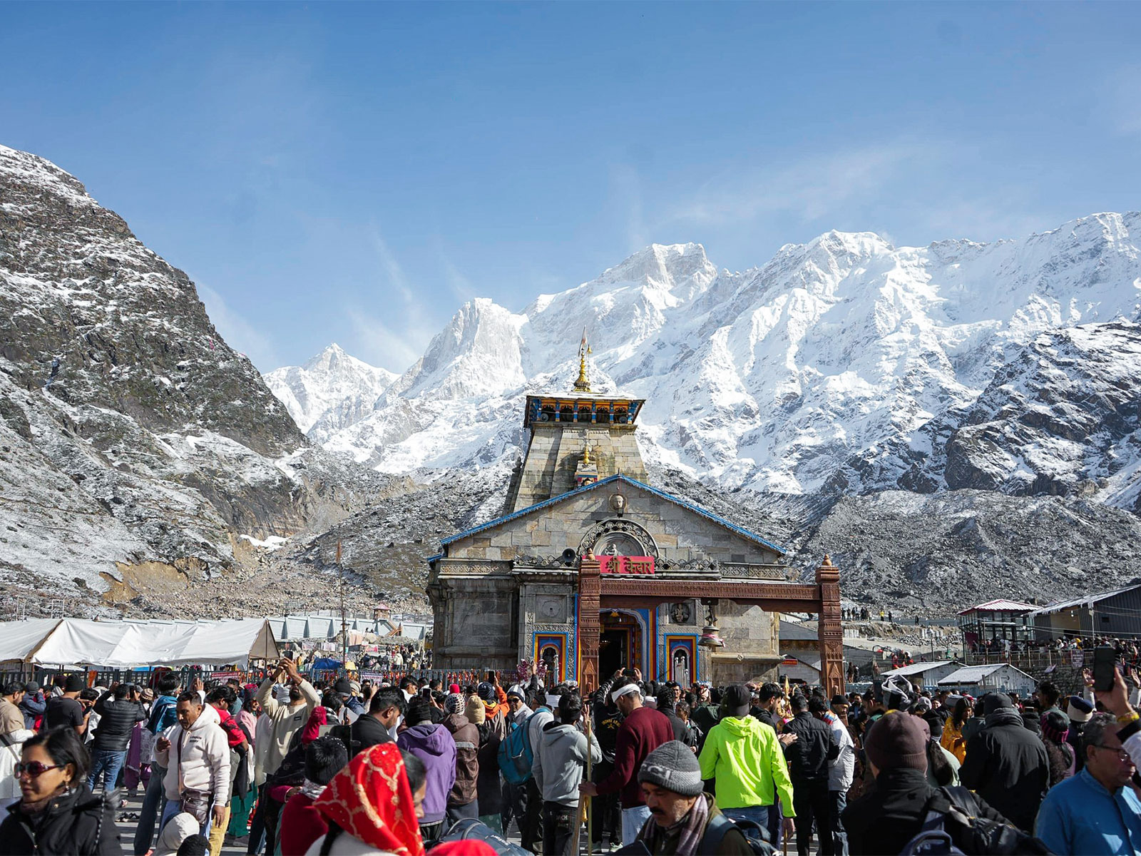 A view of Shri Kedarnath Dham during ongoing Char Dham Yatra (Photo/ANI) A view of Shri Kedarnath Dham during ongoing Char Dham Yatra (Photo/ANI)