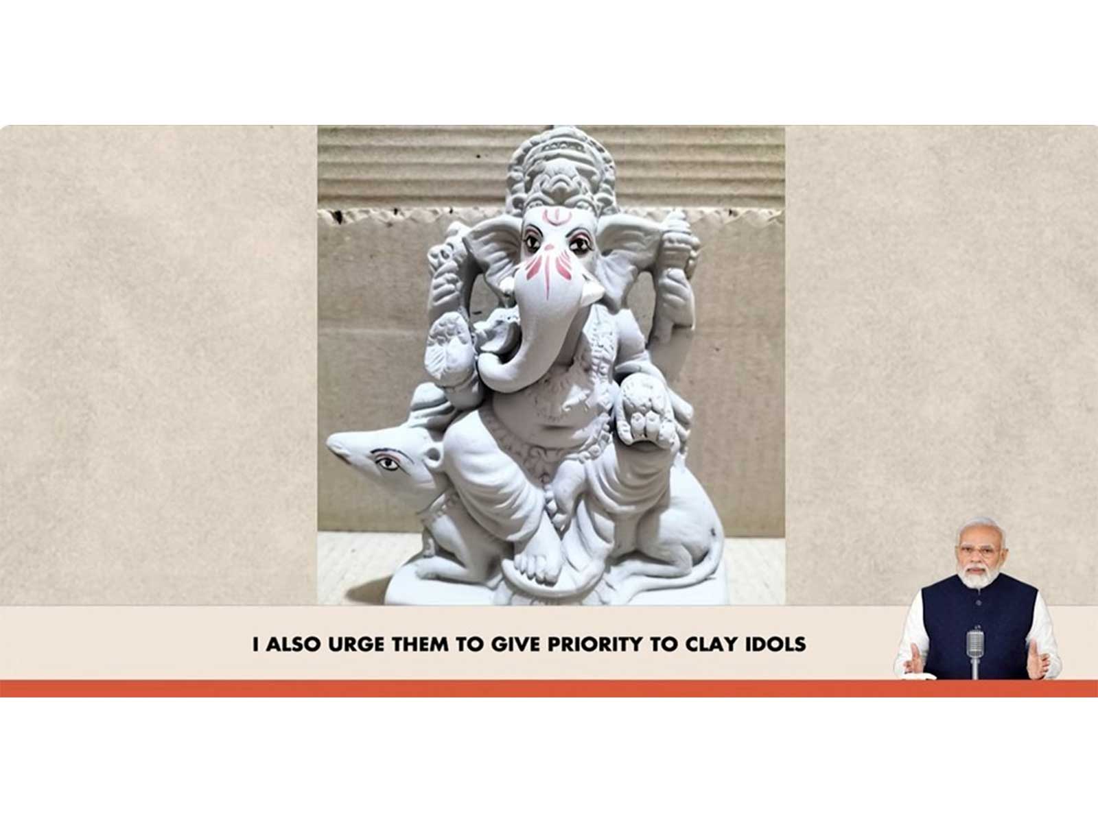PM Modi urges people to avoid PoP Ganesh idols in Mann Ki Baat episode (Photo/ videograb/YouTube)