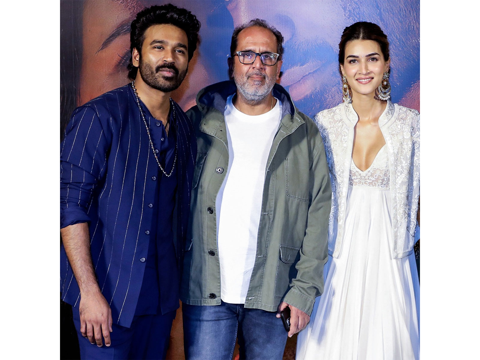 Actors Dhanush, Kriti Sanon with filmmaker Aanand L Rai (File Photo/ANI)
