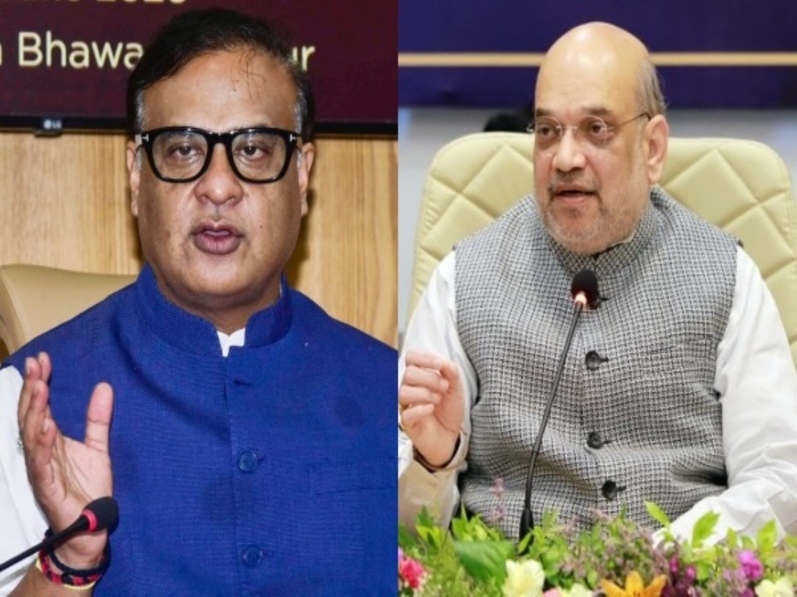 Assam CM Himanta Biswa Sarma (L) and Union Home Minister Amit Shah (R) (File Photo/ANI)