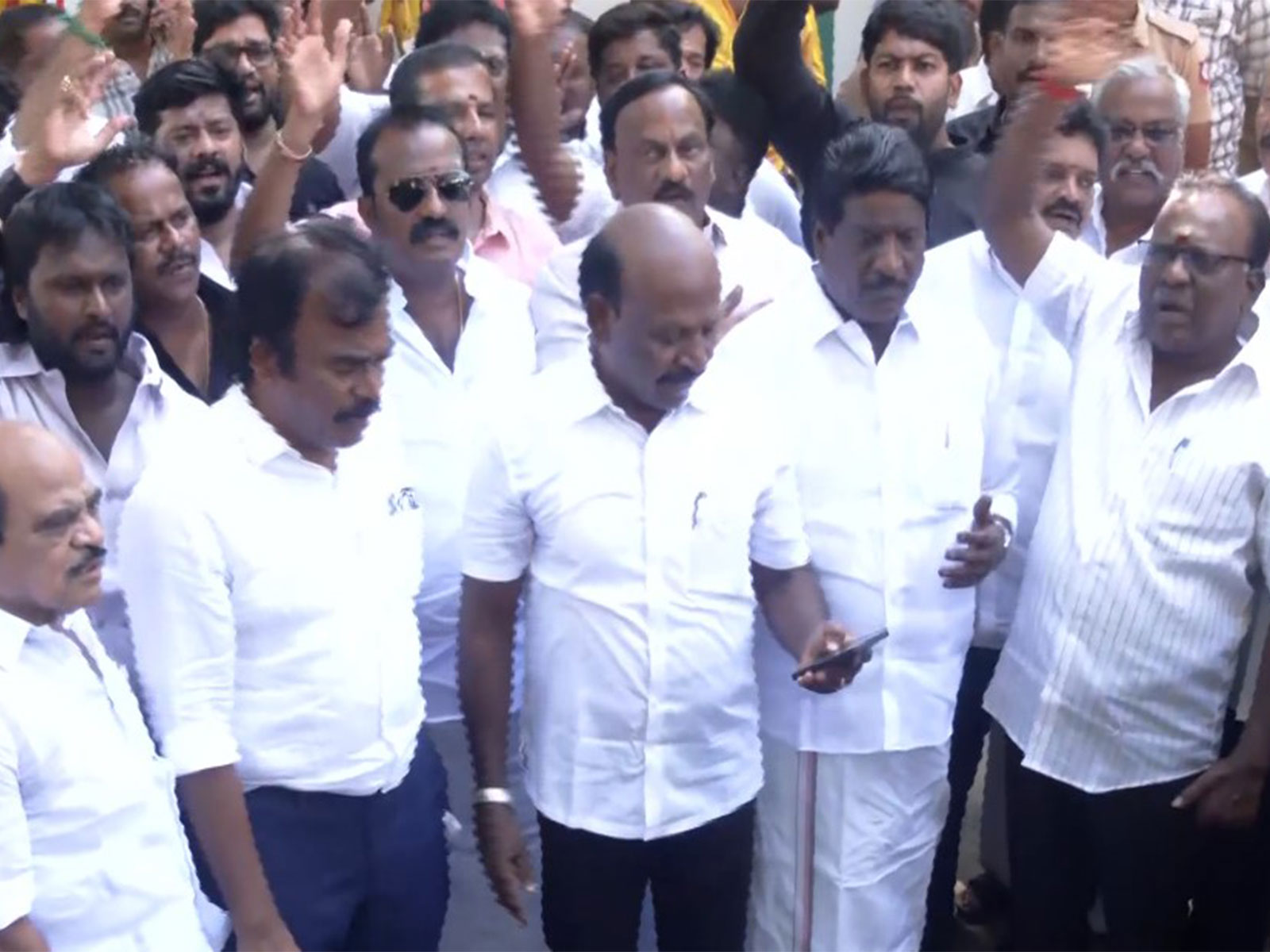 DMK students wing stages protest in Chennai (Photo/ANI) DMK students wing stages protest in Chennai (Photo/ANI)