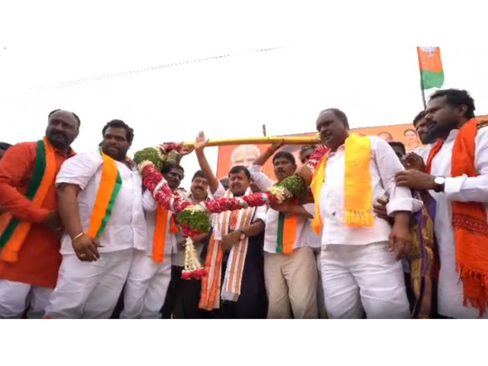 BJP chief Nitin Nabin being welcomed by party workers (Photo/ANI) BJP chief Nitin Nabin being welcomed by party workers (Photo/ANI)