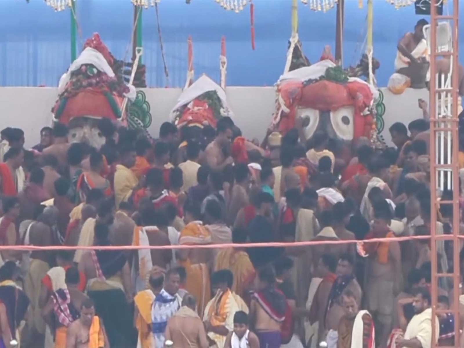 Deva Snana Purnima rituals taking place at Puri Jagannath tempe (Photo/ANI)