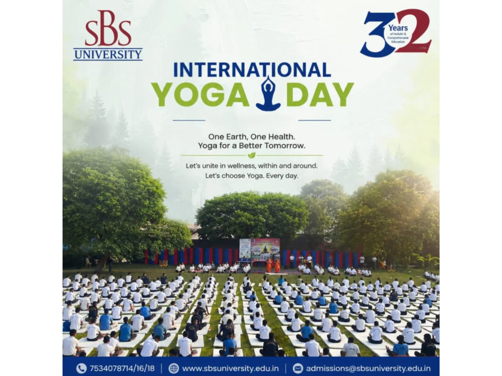 International Yoga Day Celebrated with Great Enthusiasm at SBS University under EBSB Camp