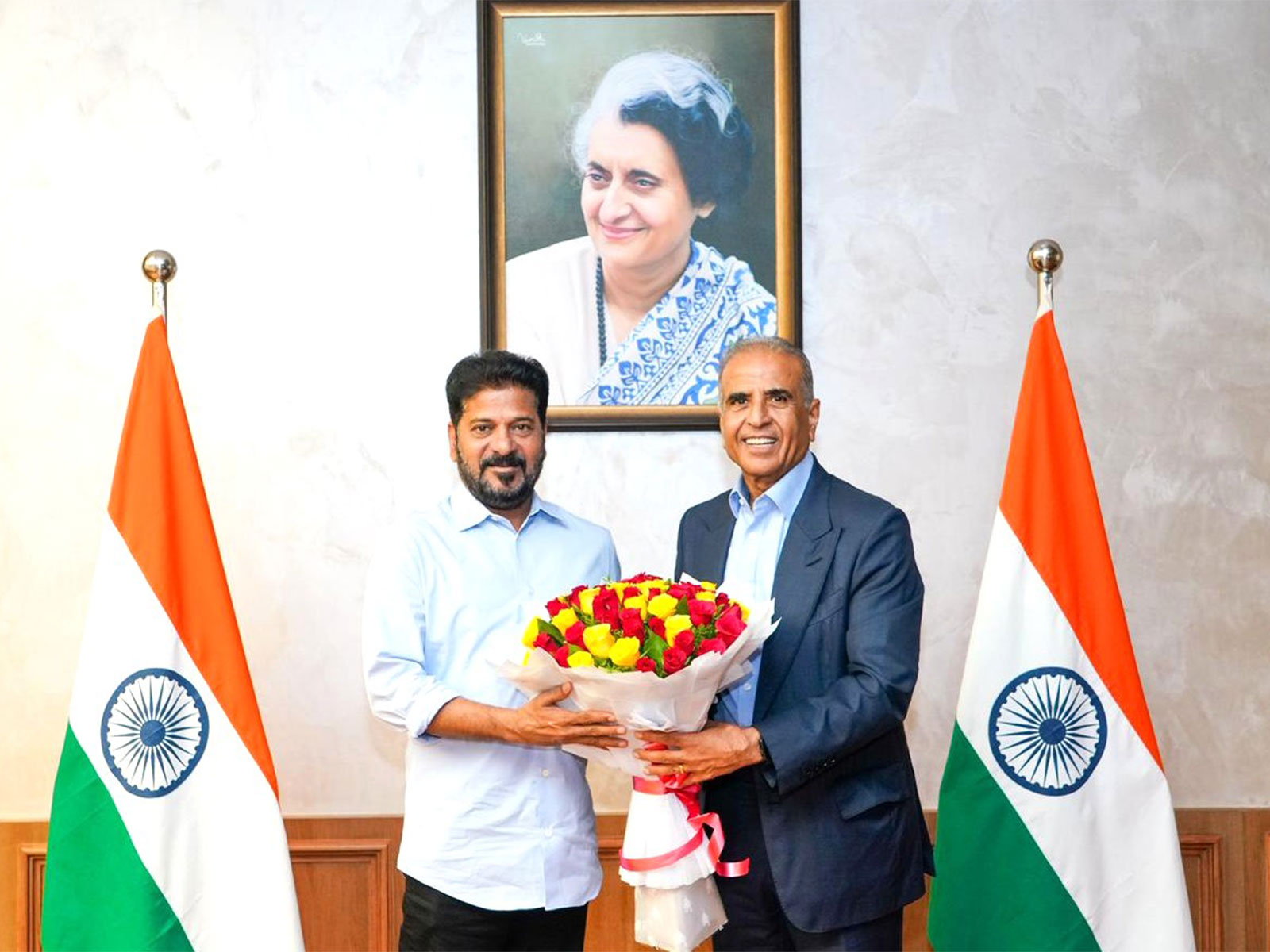 Sunil Bharti Mittal and Telangana CM Revanth Reddy (Photo/X@TelanganaCMO)