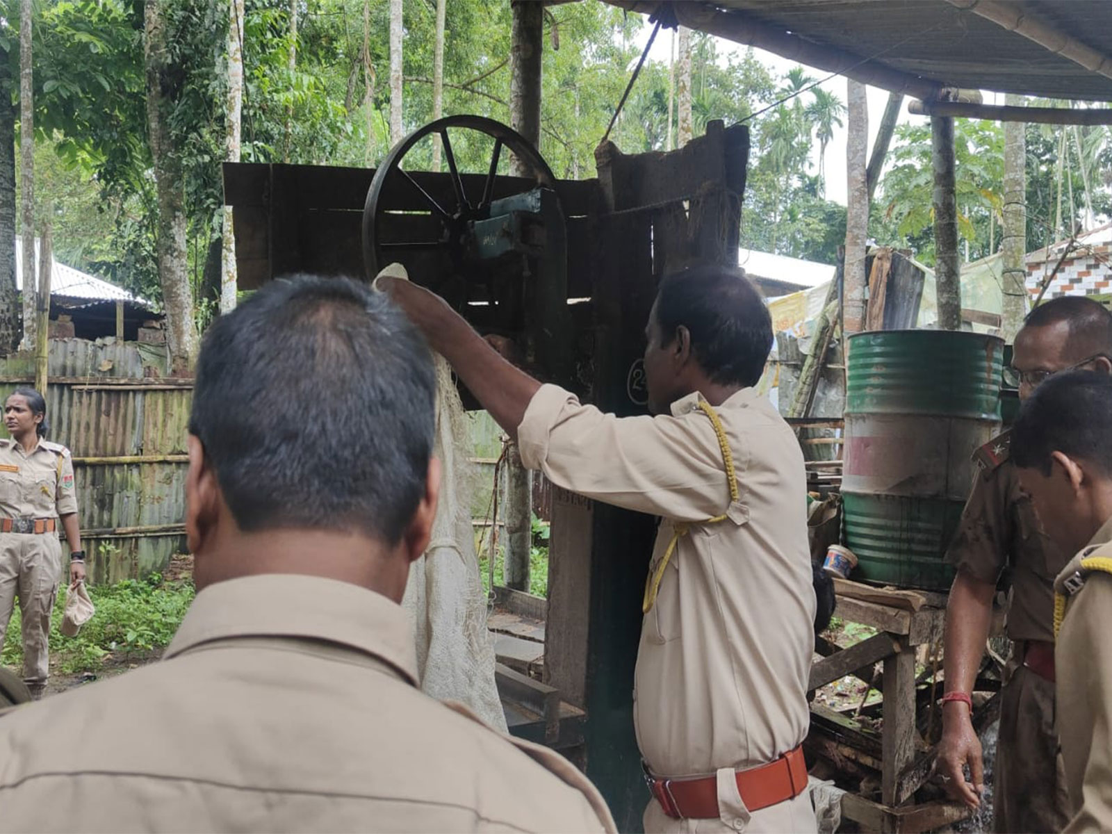 Forest officials dismantling an illegal sawmill in Assam (Photo/ANI)
