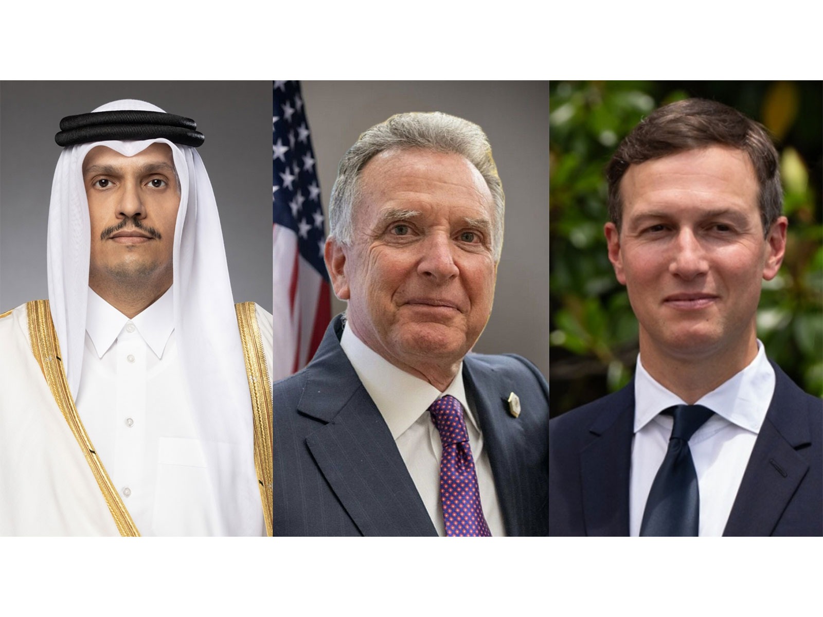 Qatar's Prime Minister and Foreign Minister Mohammed bin Abdulrahman bin Jassim Al-Thani meets US Special Envoy Steve Witkoff and Senior Adviser to US President Donald Trump, Jared Kushner (Photo/X/@MofaQatar_EN)