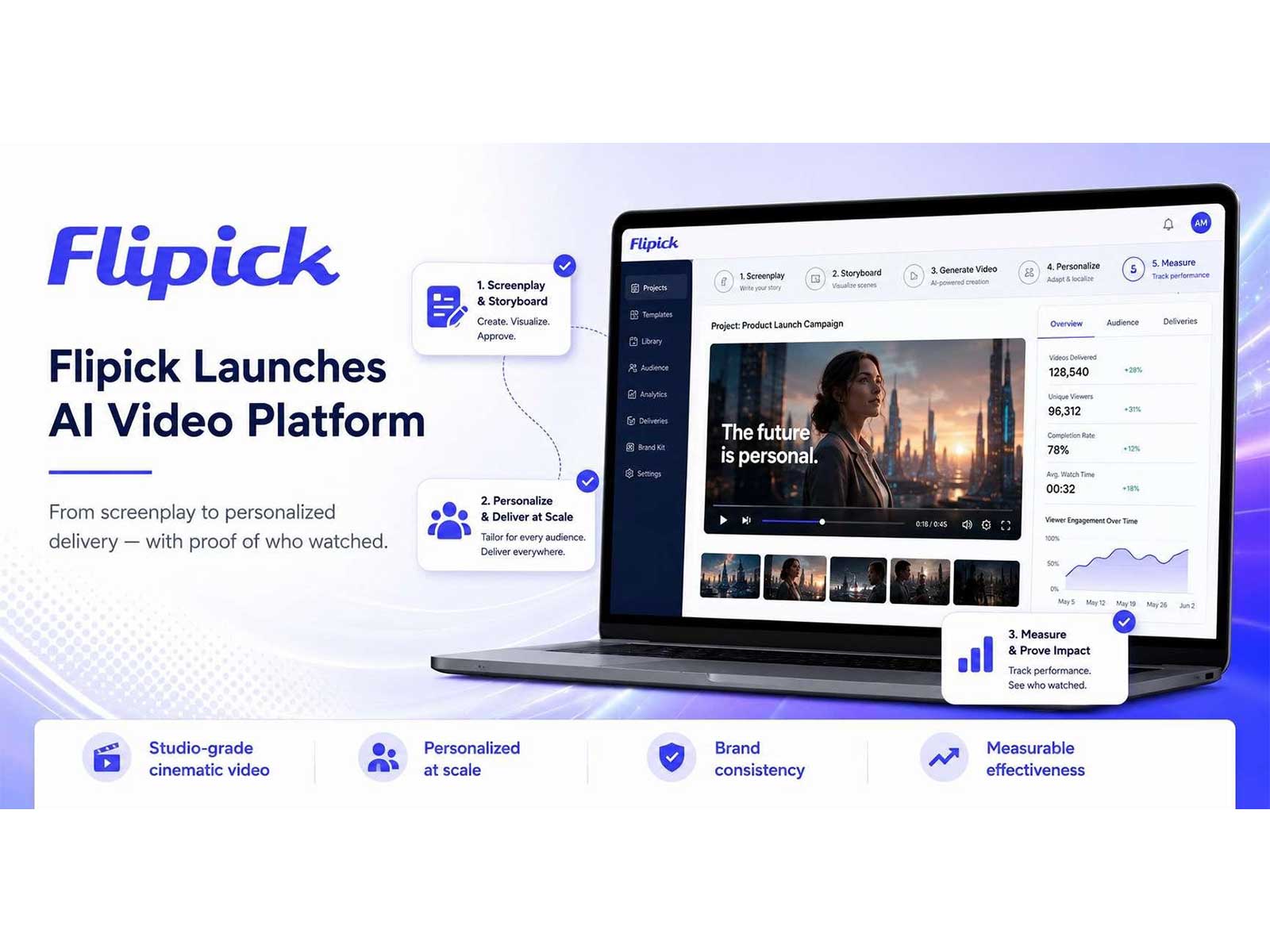 Flipick Launches AI Video Platform That Creates, Personalizes, Delivers and Measures Effectiveness of Cinematic Video at Scale Flipick Launches AI Video Platform That Creates, Personalizes, Delivers and Measures Effectiveness of Cinematic Video at Scale