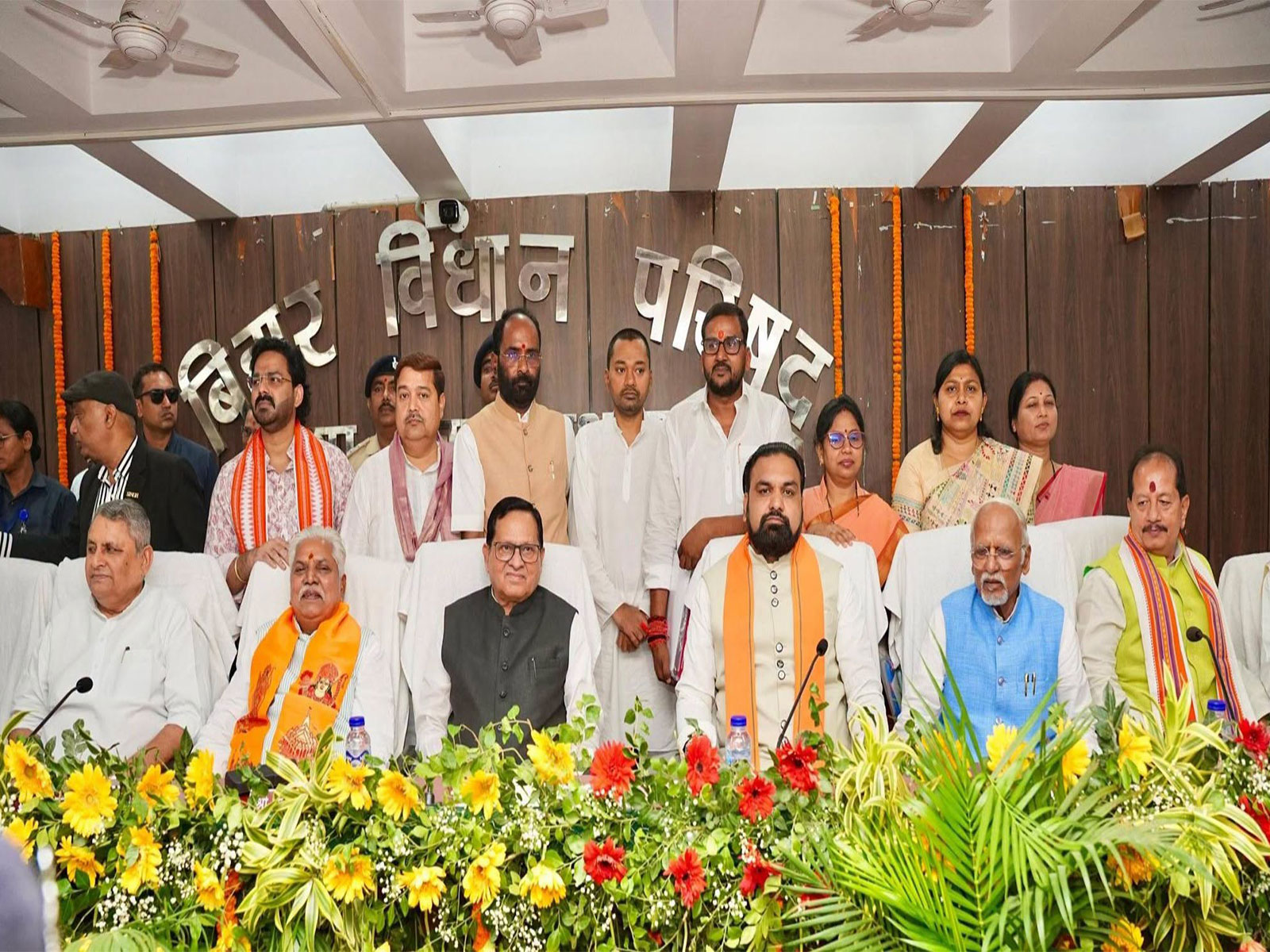 Bihar Chief Minister Samrat Choudhary with newly elected MLCs during the oath-taking ceremony. (Photo/X@samrat4bjp)