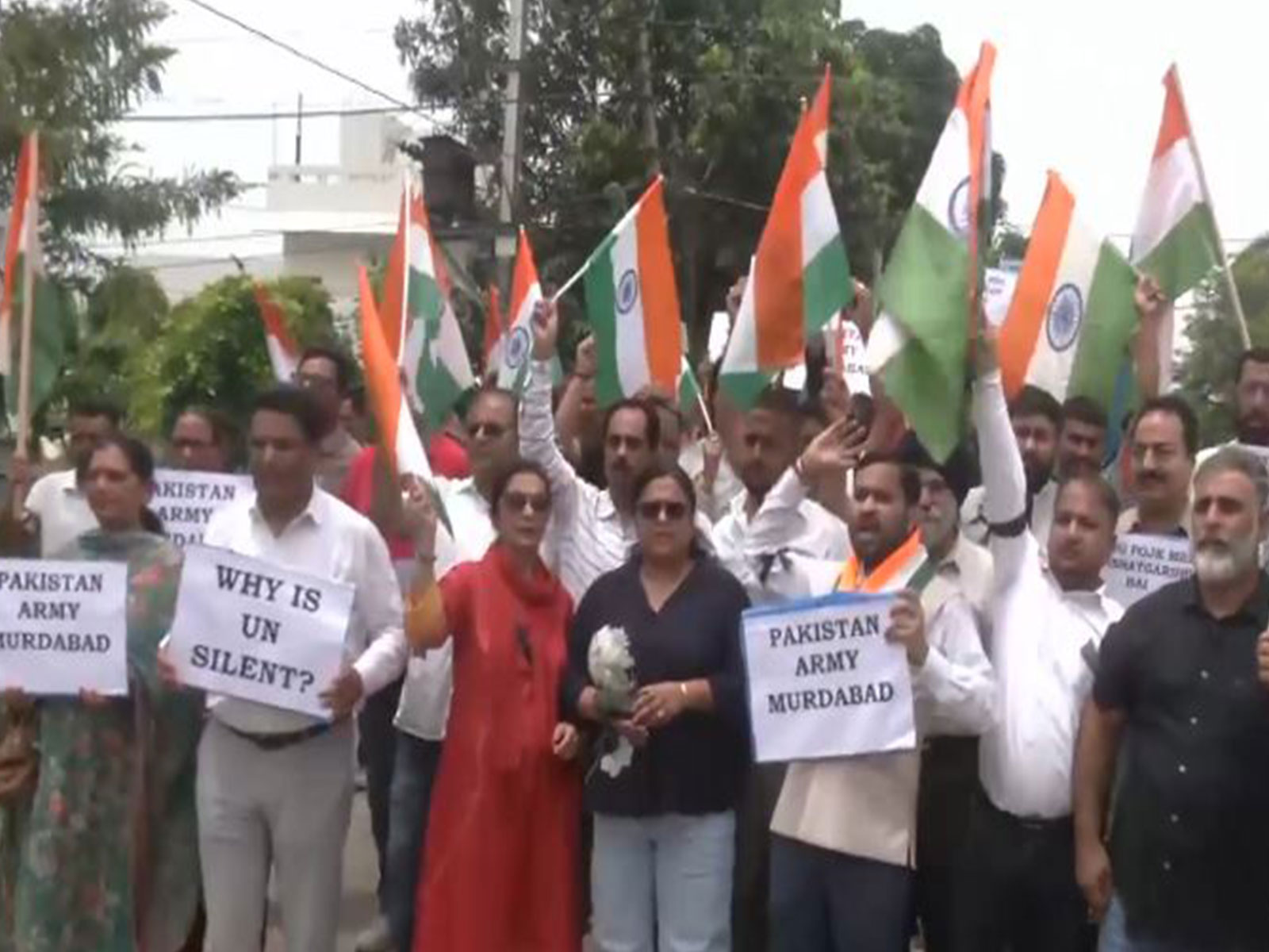 National Anti-Terrorism Front India hols protest against atrocities in PoJK (Photo/ANI)