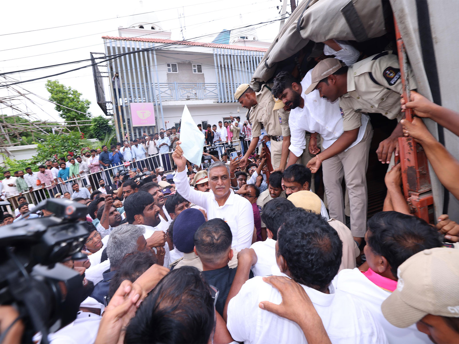 Former Minister T Harish Rao taken by Police (Photo/ANI)