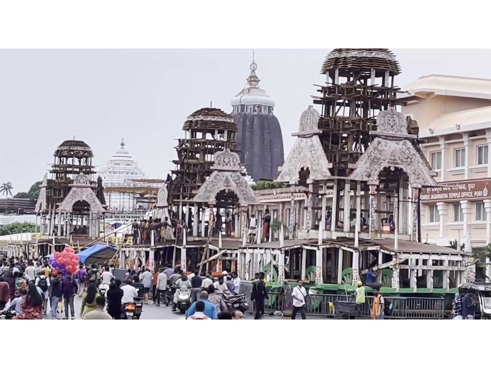 Construction underway for Jagannath Rath Yatra chariots (Photo/ANI)