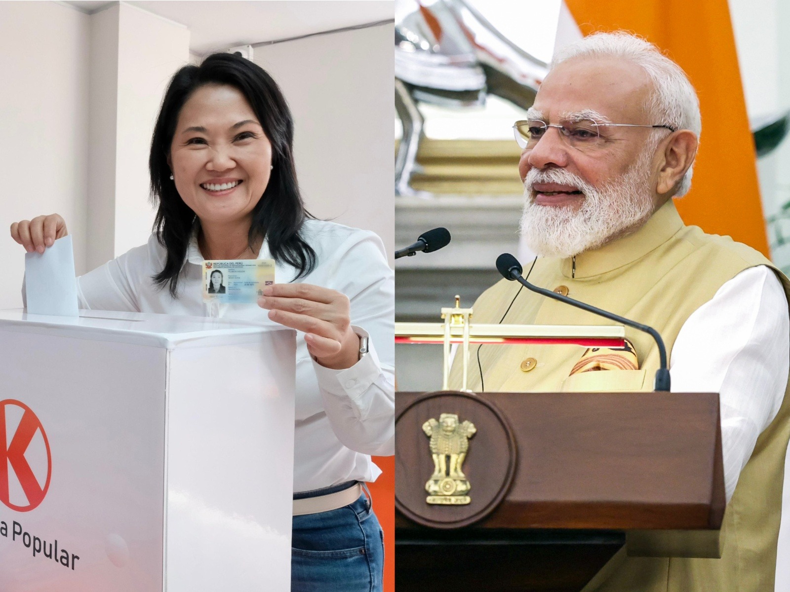 Peru's President-elect Keiko Fujimori, Prime Minister Narendra Modi (Photo: X@KeikoFujimori, ANI)