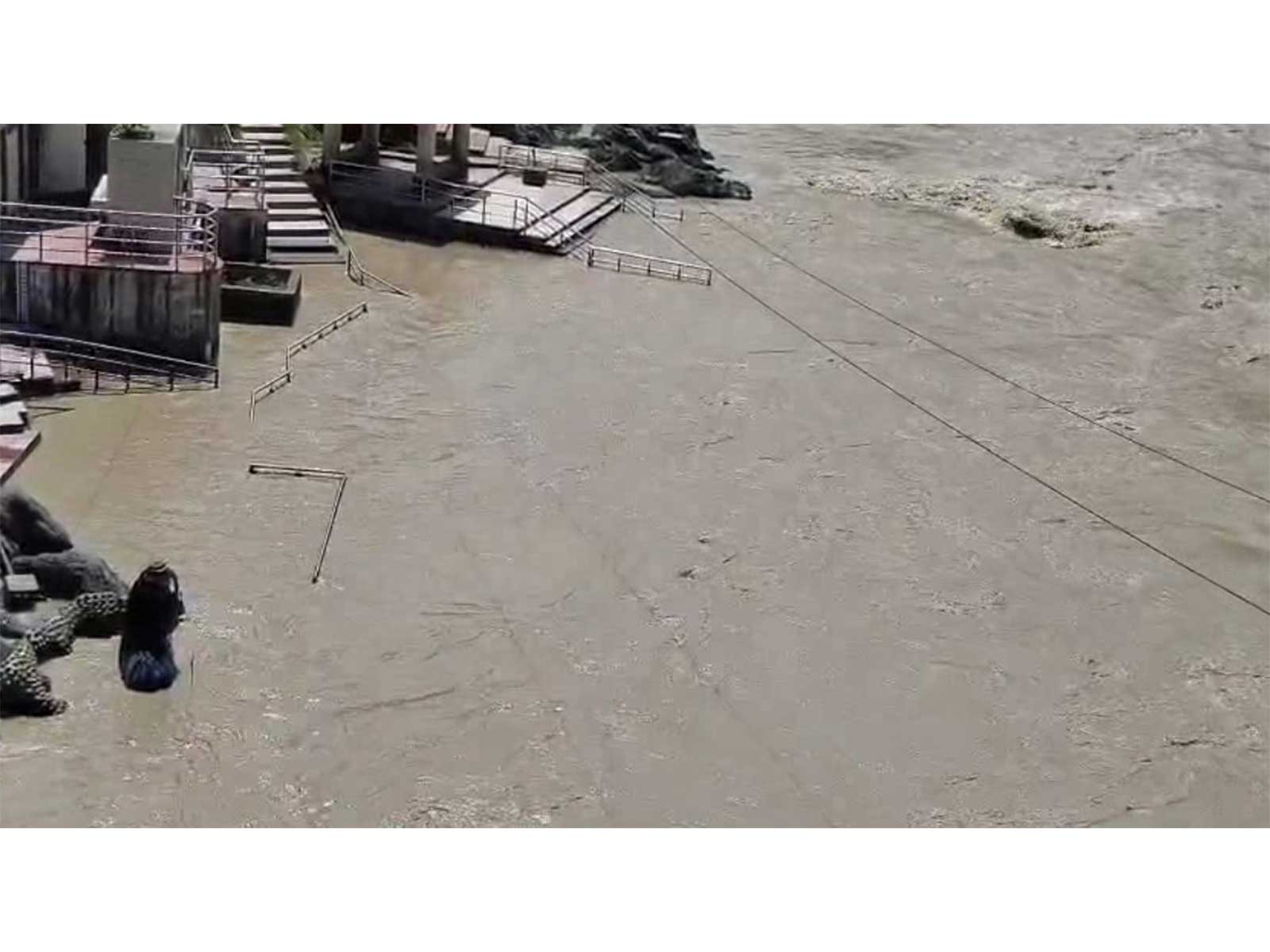 Heavy rainfall in upper Garhwal submerges Namami Ghat (Photo/ANI)