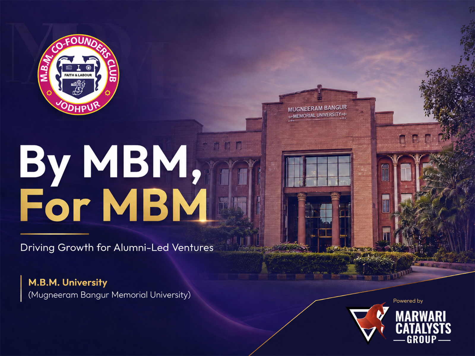 MBM Co-founders Club by Marwari Catalysts Group Selects First Three Startups, Next Batch to Open Soon MBM Co-founders Club by Marwari Catalysts Group Selects First Three Startups, Next Batch to Open Soon