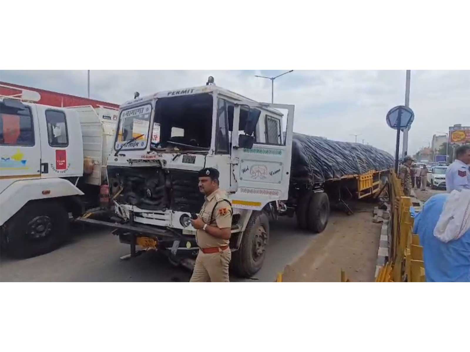 Visual from the accident site on Ajmer Road (Photo/ANI)