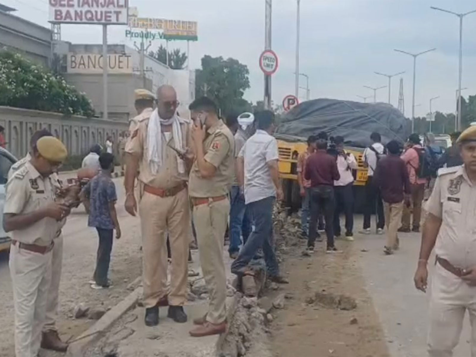 Visual from the accident site on Ajmer Road (Photo/ANI)