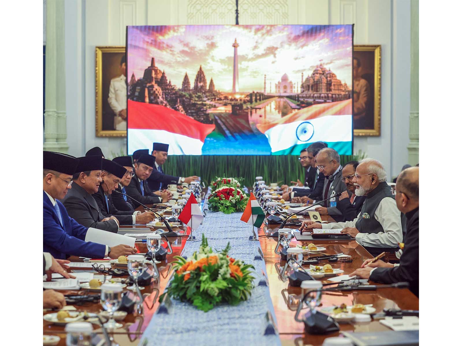 Prime Minister Narendra Modi and  Indonesian President Prabowo Subianto during delegation-level talks (File Photo/ANI)