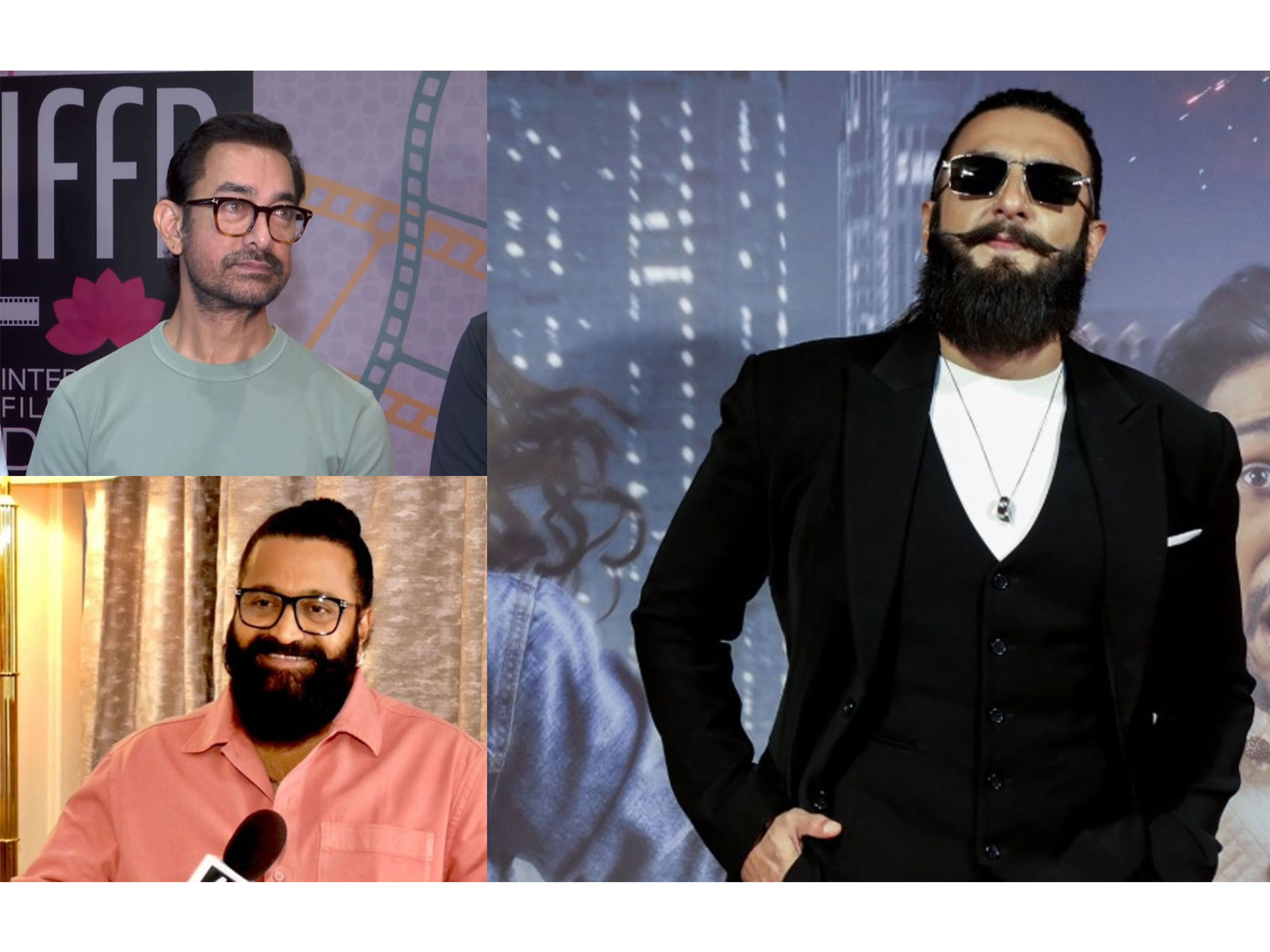 Ranveer Singh, Aamir Khan, Rishab Shetty (Photos/ANI)